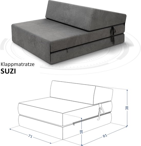 Vouwmatras - Gastenmatras Slaapbank - Extra Slaapplaats Creëren - Compact Opvouwbaar - 70 x 200 cm - Grafietgrijs van Merkloos — afbeelding 5