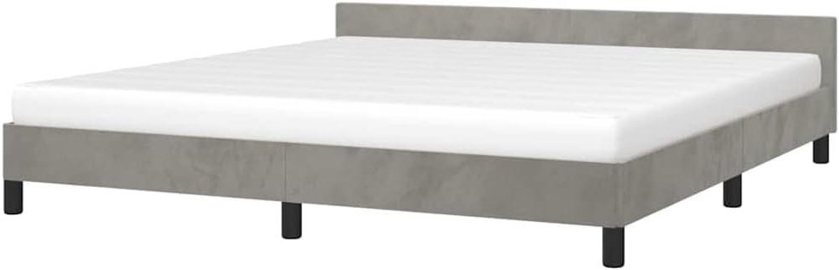 Bedframe met hoofdeinde - Ledikant Tweepersoons - Comfortabel Slapen - Zacht Fluweel - 160x200 cm - Lichtgrijs