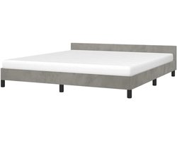 Bedframe met hoofdeinde - Ledikant Tweepersoons - Comfortabel Slapen - Zacht Fluweel - 160x200 cm - Lichtgrijs