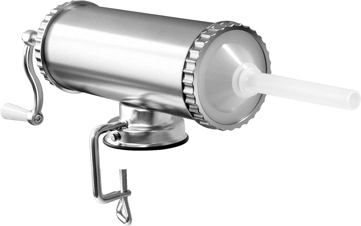 Worstenvuller - Worstspuit Worstmachine - Zelf Worsten Maken - Stabiele Tafelklem - 3 Liter Capaciteit - Zilver