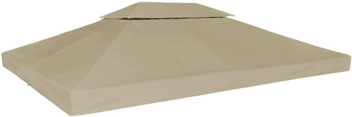 Gazebo Vervangdak - Partytent Dakbedekking - Buiten Zitten - Waterdicht PVC Coating - 4 x 3 m - Taupe/Bordeaux