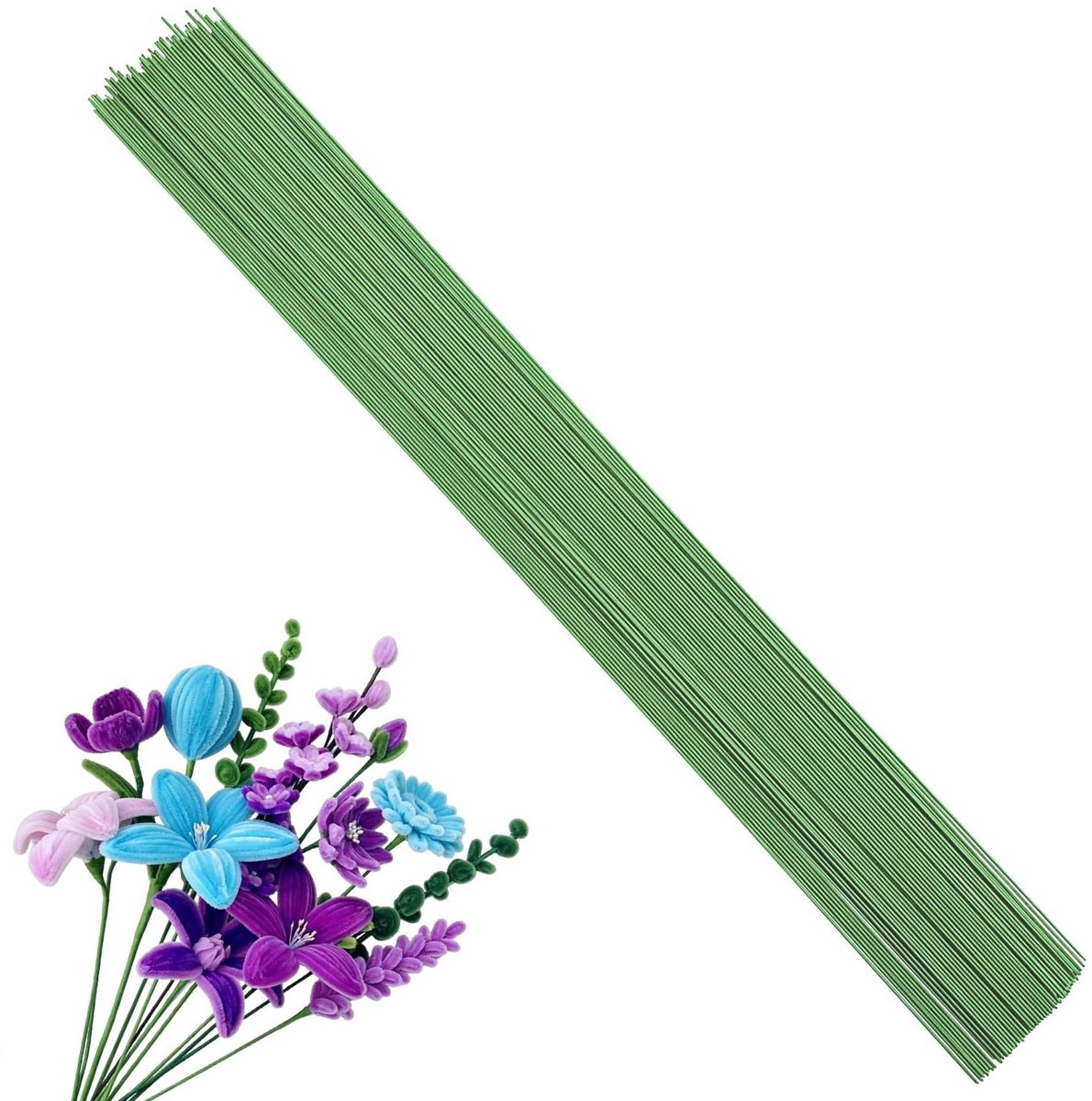 Bloemendraad Stelen - Knutseldraad Bloemschikken - Bloemen Arrangeren - Flexibel IJzerdraad - 100 stuks 40 cm - Lichtgroen