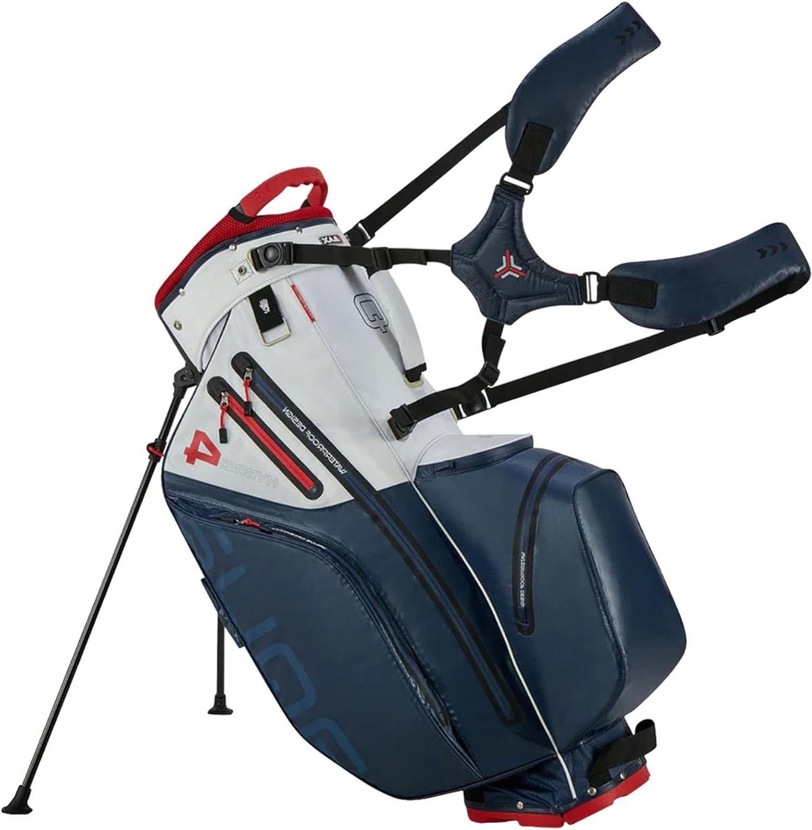 Waterproof Golf Stand Bag - Hybride Golftas - Bescherming Golfuitrusting - 100% Waterdicht - N.v.t. - Navy/Wit/Rood