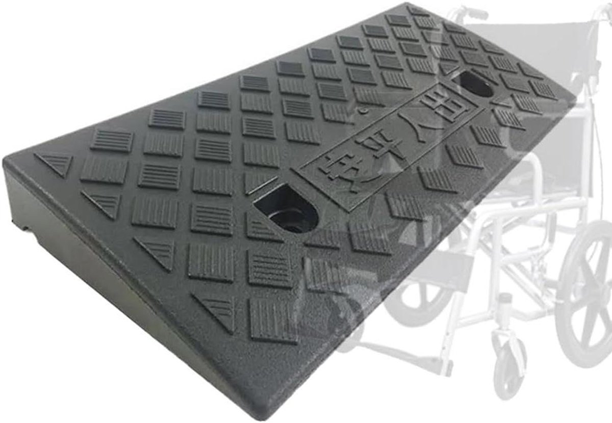 Rubber Oprijplaten - Drempelhulp Hellingsbaan - Veilig Overbruggen Hoogtes - Antislip Oppervlak Textuur - 50 x 27 x 13 cm