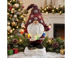TERESA'S COLLECTIONS 19CM Kerst Gonk Tafel Decoraties, Mooie Rode Gnome Solar Kerst Ornament, Santa Gonk Geschenken