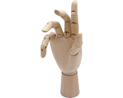 Paintersisters® Gelede hand, 25 cm links, beweegbare houten hand, model hand etalagepop hand modeltekenen etalagepop