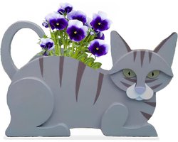 Hondenplantenbak - Leuke PVC Kruidentuin Bloem Planter voor Binnen/Buitenplanten - Pet Lover Gift - 31,8 * 14,2 * 19,8 cm (Blauwe Kat)