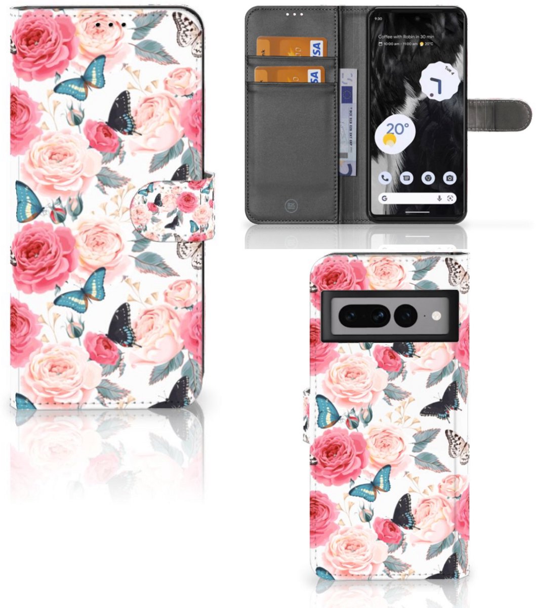 Google Pixel 7 Pro Hoesje Butterfly Roses