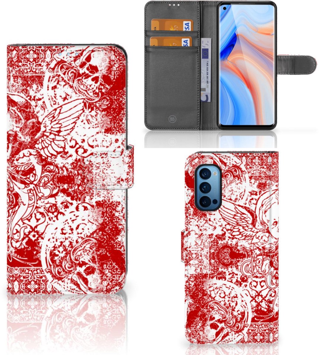 Telefoonhoesje met Naam OPPO Reno 4 Pro 5G Angel Skull Rood