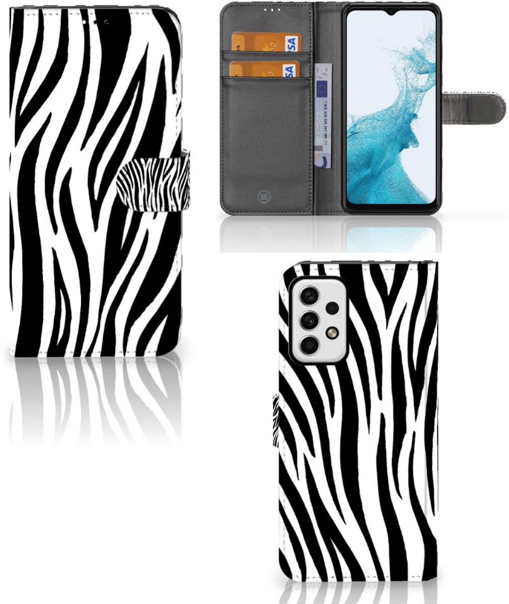 Samsung Galaxy A23 Telefoonhoesje met Pasjes Zebra