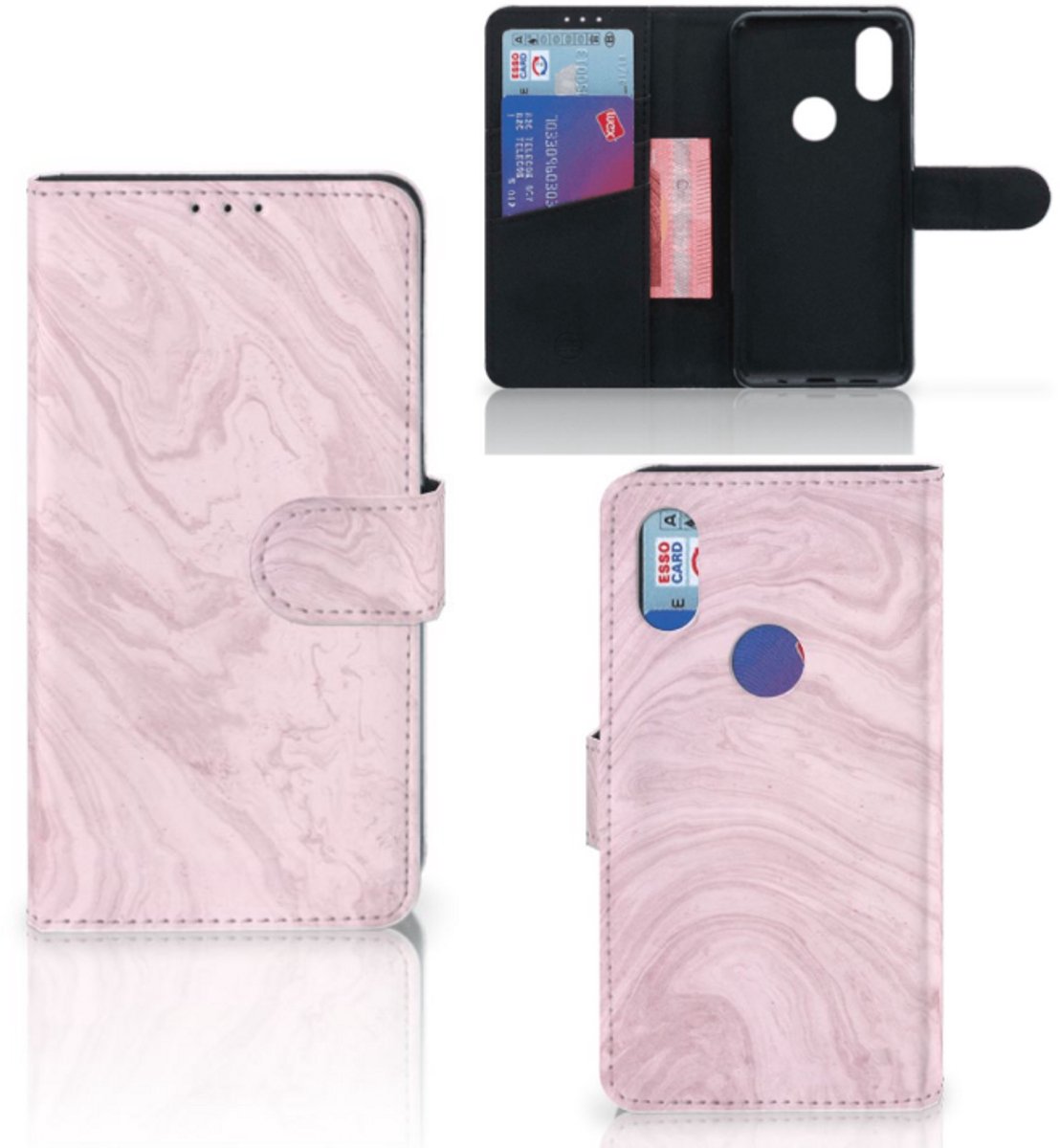 Xiaomi Mi Mix 2s Bookcase Marble Pink - Origineel Cadeau Vriendin