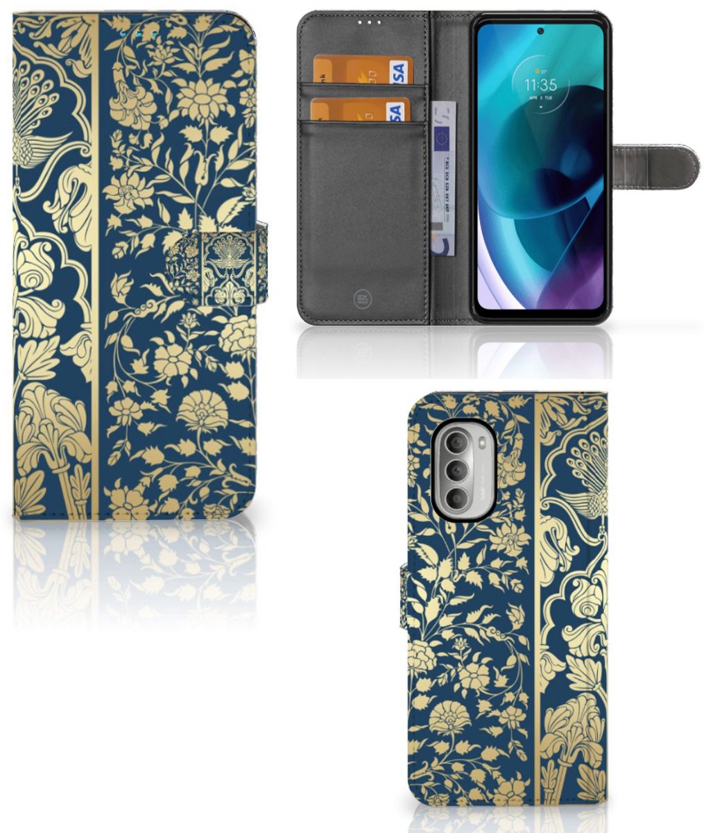 Boekhoesje voor Motorola Moto G51 5G Hoesje Beige Flowers