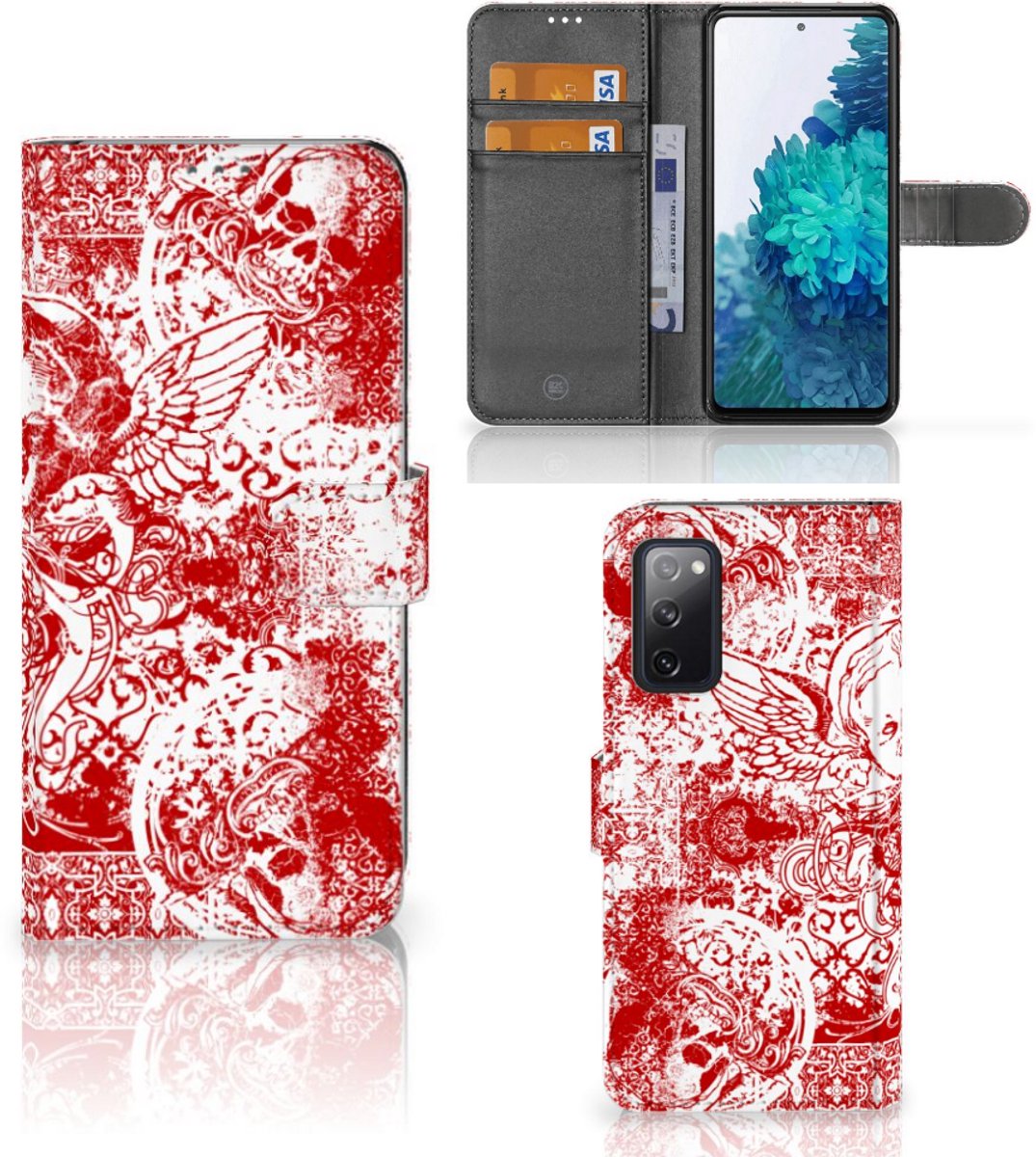 Telefoonhoesje met Naam Samsung Galaxy S20 FE Angel Skull Rood