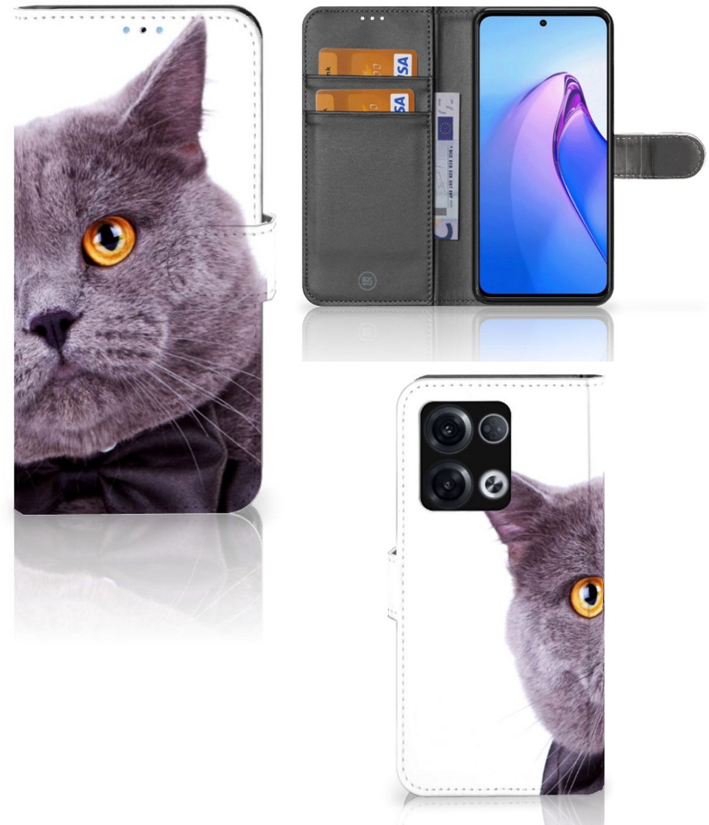 OPPO Reno8 Pro Telefoonhoesje met Pasjes Kat