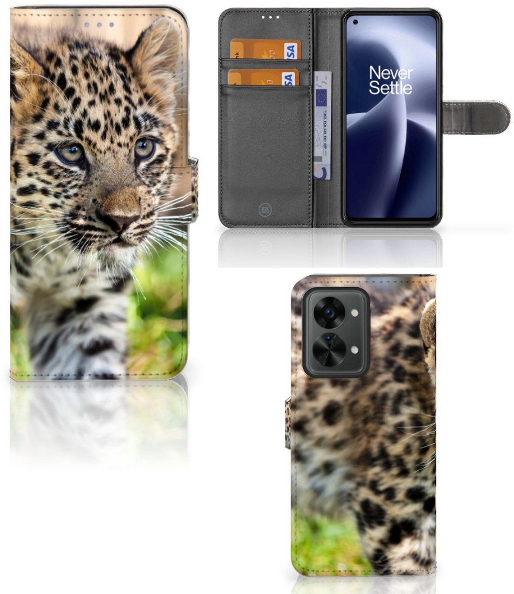 OnePlus Nord 2T Telefoonhoesje met Pasjes Baby Luipaard