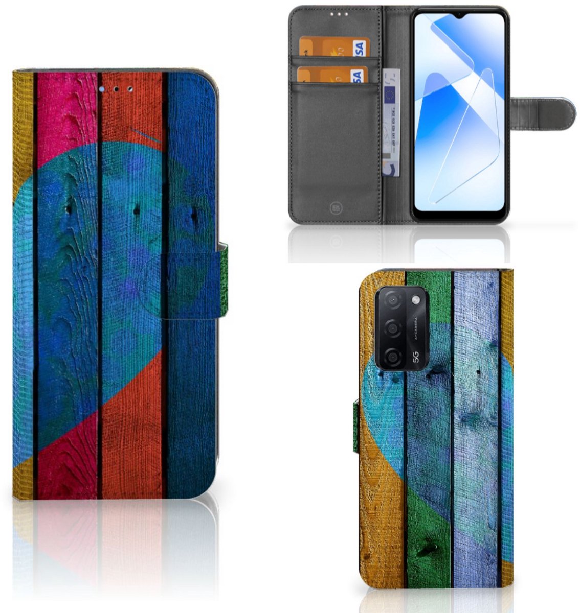 OPPO A16/A16s/A54s Book Style Case Wood Heart - Cadeau voor je Vriend