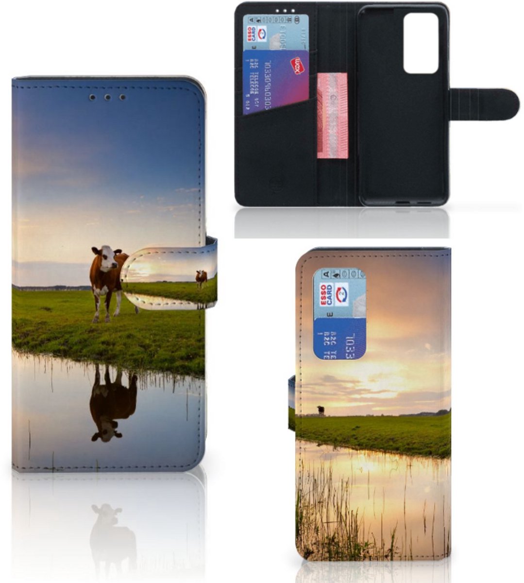 Huawei P40 Pro Telefoonhoesje met Pasjes Koe