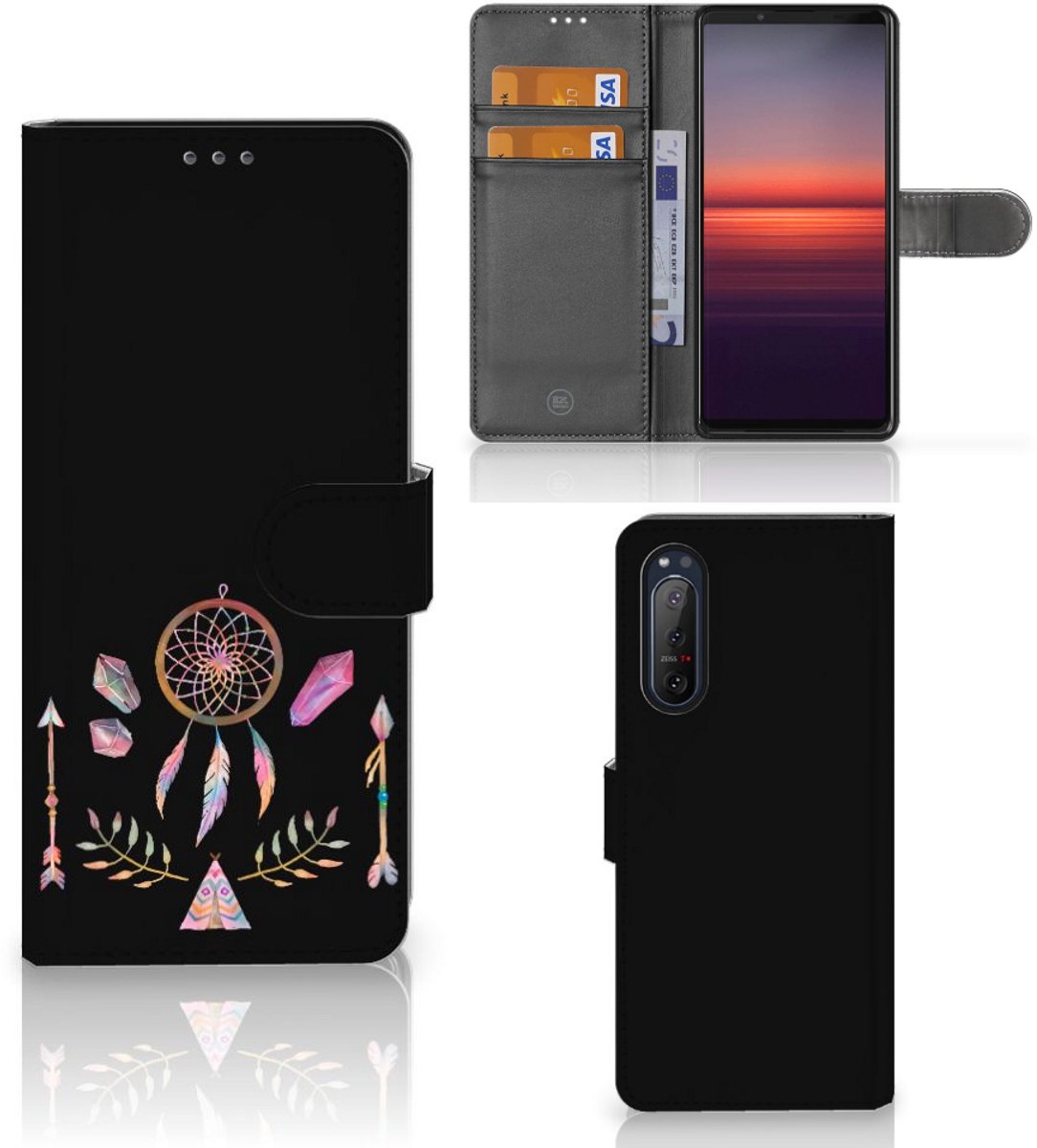 Book Case voor Sony Xperia 5II Leuk Hoesje Boho Dreamcatcher