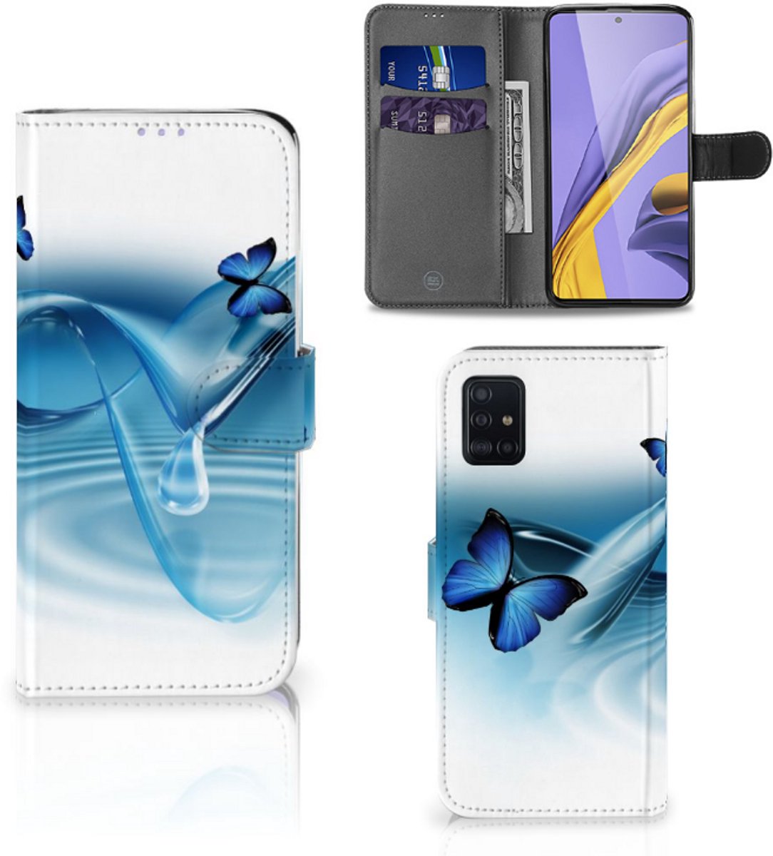 Samsung Galaxy A51 Telefoonhoesje met Pasjes Vlinders
