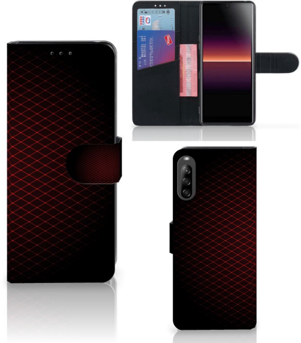 Boekhoesje voor Sony Xperia L4 Telefoon Hoesje Geruit Rood