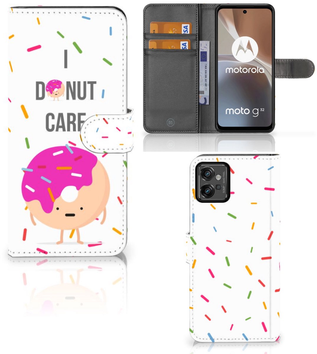 Motorola Moto G32 Book Cover Donut Roze