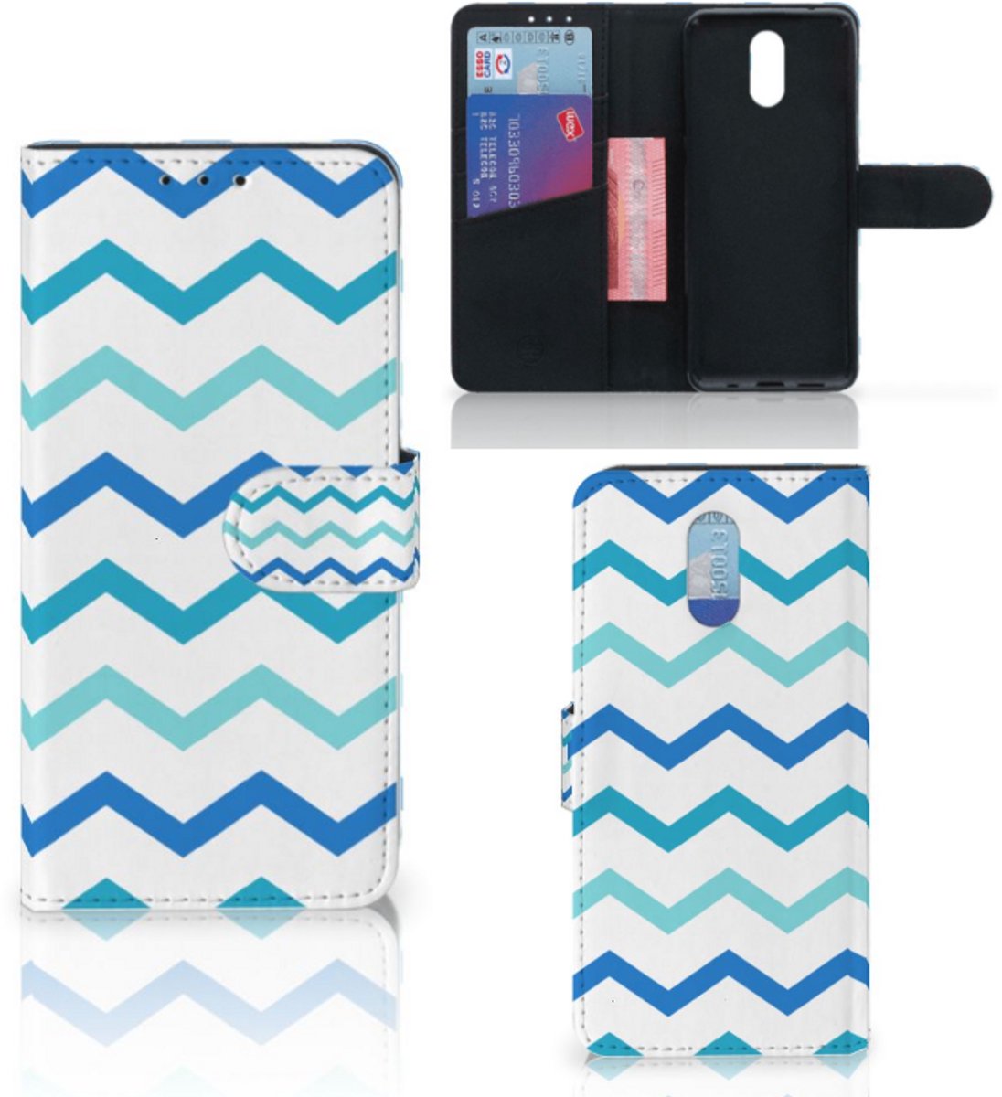 Nokia 2.3 Telefoon Hoesje Zigzag Blauw