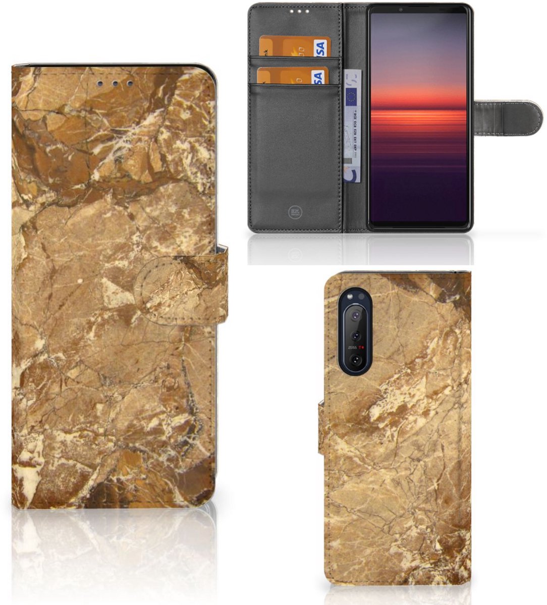 Sony Xperia 5II Bookcase Marmer Creme