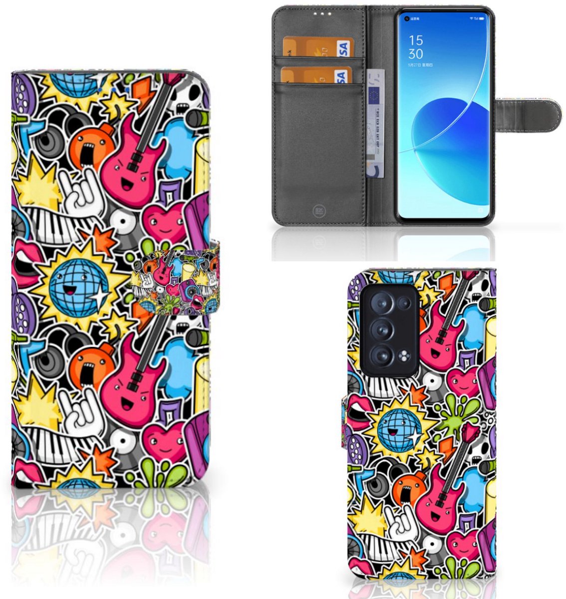 OPPO Reno 6 Pro Plus 5G Wallet Case met Pasjes Punk Rock