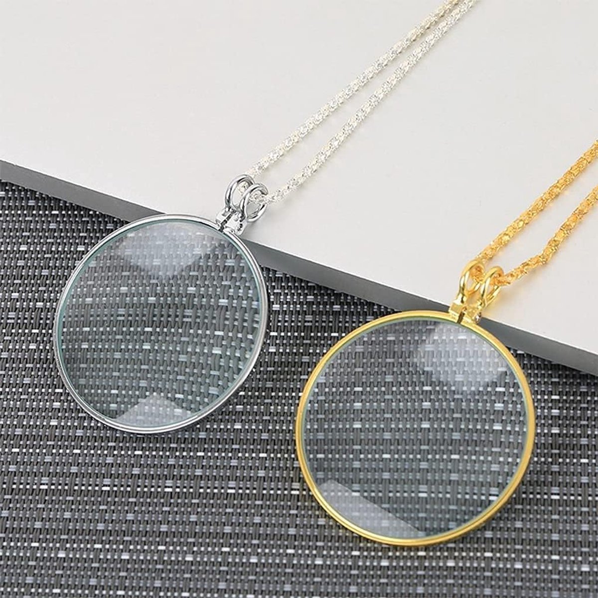 Draagbare Vergrootglas - Ketting Loupe - Lezen Hobby - 5X Vergroting Glas - 42mm Lens 45cm Ketting - Zilver