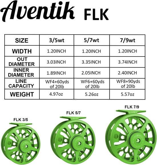 Aventik Z Vliegvisserij Reel CNC Aluminium Forel 3/5, 5/7, 7/9wt Grote Prieel Zoetwater Fly Reel (3/5) — afbeelding 5
