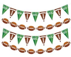 VILIFEVER 4 stuks voetbal feestdecoraties, voetbal papier banner met voetbal driehoek vlaggen banner voor sport thema verjaardagsfeestje decoraties spel dag achterklep feestbenodigdheden