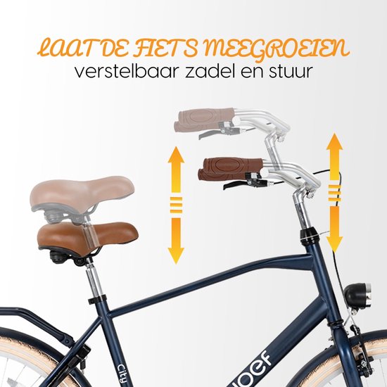 SJOEF City Jongensfiets 24 inch - Kinderfiets voor jongens van 8 tot 12 jaar - Mat Blauw van SJOEF — afbeelding 3