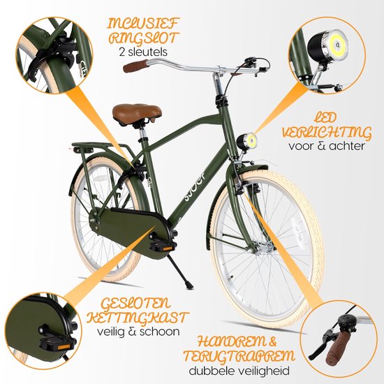 SJOEF City Jongensfiets 22 inch - Kinderfiets voor jongens van 7 tot 9 jaar - Army Green van SJOEF — afbeelding 4