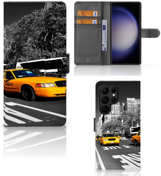 Cuir PU Portefeuille Livre Samsung Galaxy S23 Ultra Coque New-York Taxi
