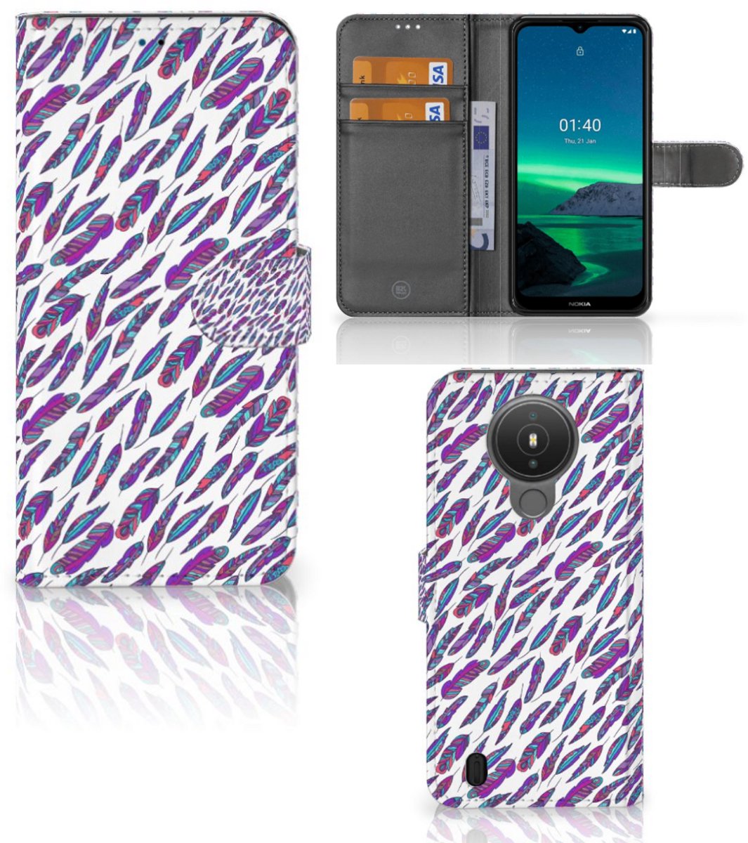 Nokia 1.4 Telefoon Hoesje Feathers Color