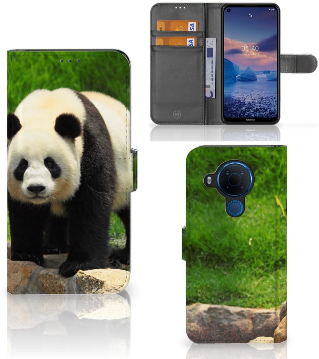 Nokia 5.4 Telefoonhoesje met Pasjes Panda