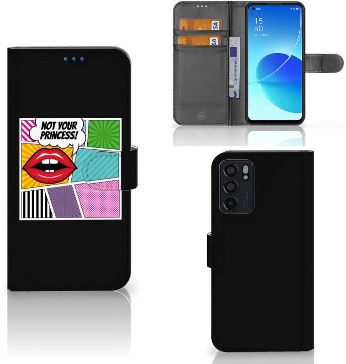 OPPO Reno6 5G Wallet Case met Pasjes Popart Princess