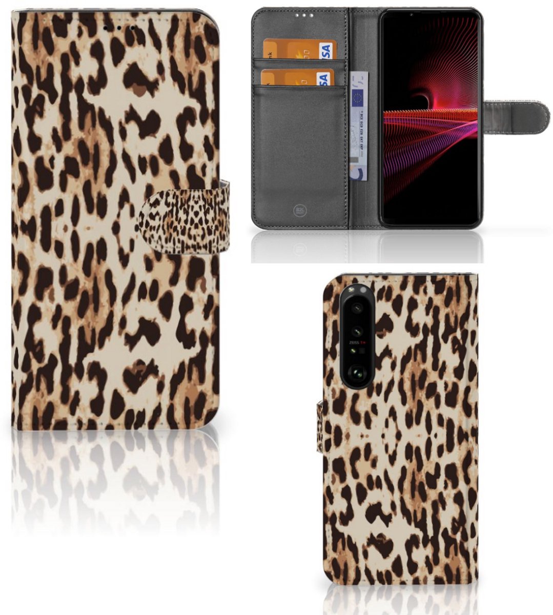 Sony Xperia 1 III Telefoonhoesje met Pasjes Leopard
