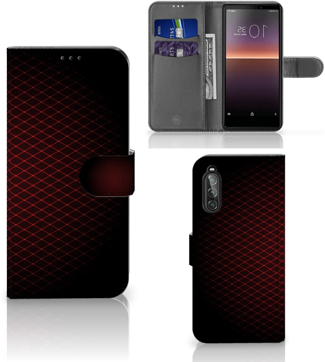 Sony Xperia 10 II Telefoon Hoesje Geruit Rood