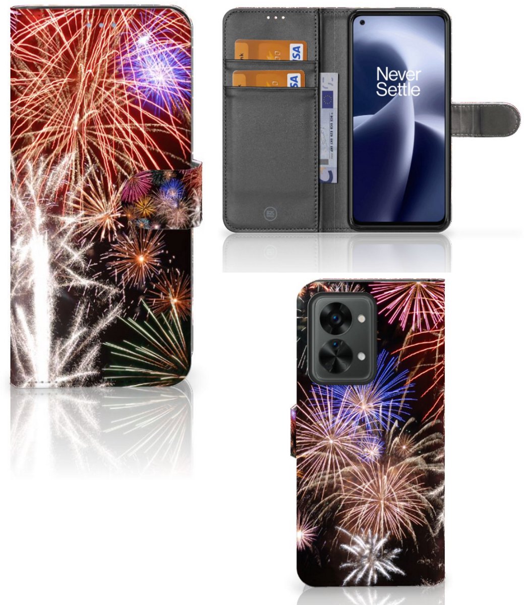 OnePlus Nord 2T Wallet Case met Pasjes Vuurwerk