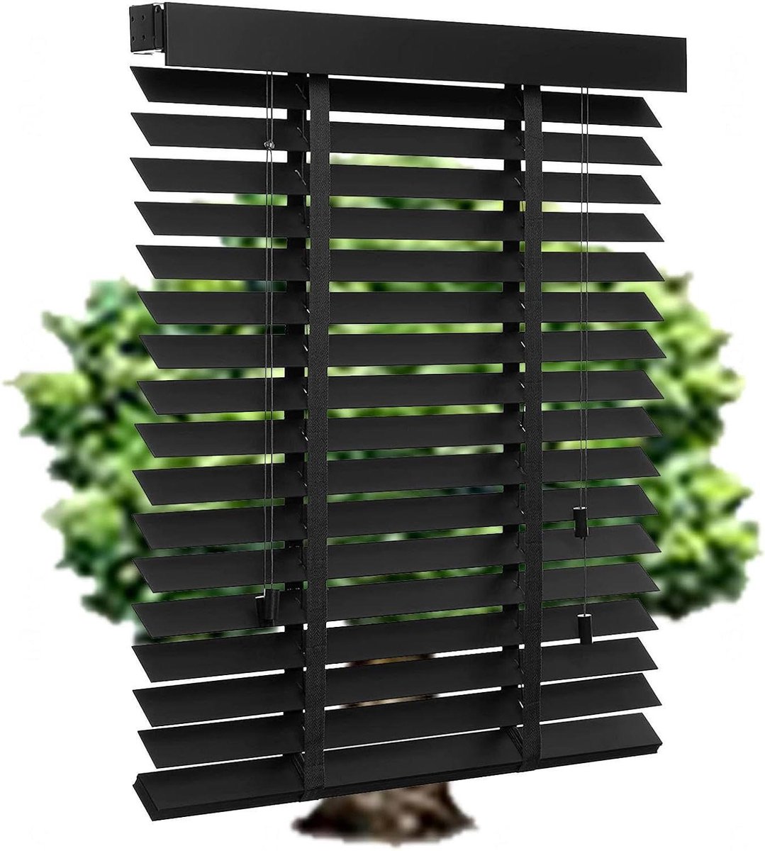 Houten Jaloezieën - Luxaflex - Raamdecoratie - Natuurlijk Hout - 120x130cm - Zwart