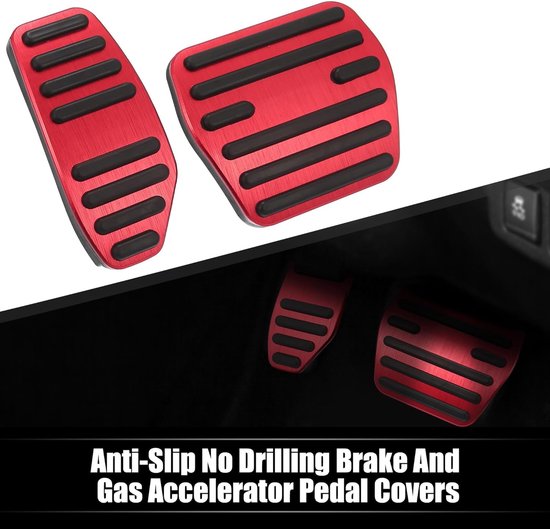 Auto 1 Set Antislip Geen Boren Aluminiumlegering Rem en Gas Accelerator Pedaal Covers Voetpedaal Pads Voor Nissan Kicks X-Trail Rogue Sport Qashqai Rood van Nissan — afbeelding 4