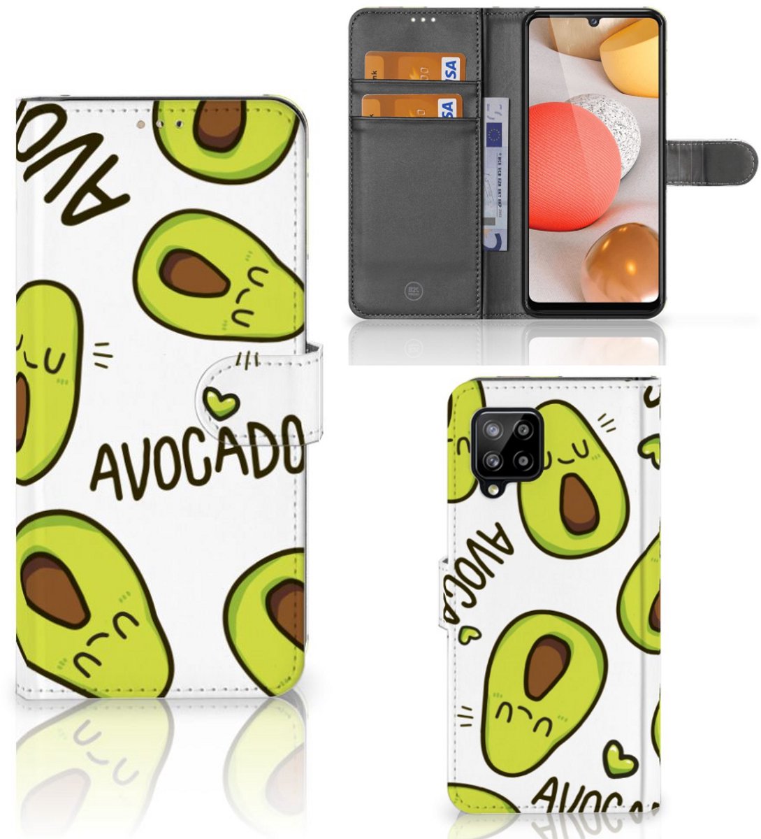 Book Case voor Samsung Galaxy A42 5G Leuk Hoesje Avocado Singing