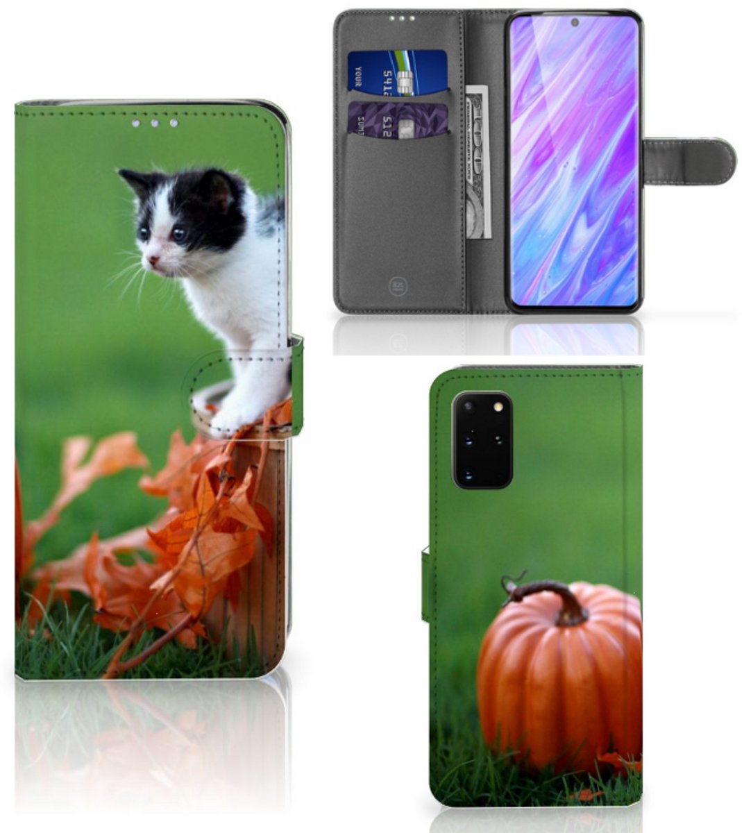 Samsung Galaxy S20 Plus Telefoonhoesje met Pasjes Kitten