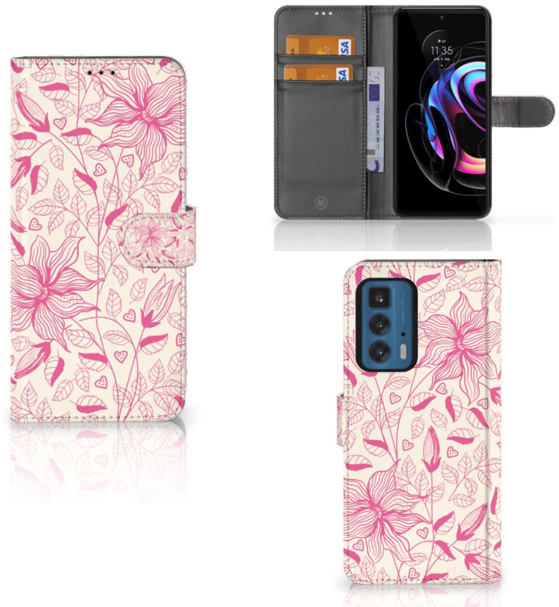 Motorola Edge 20 Pro Hoesje Pink Flowers