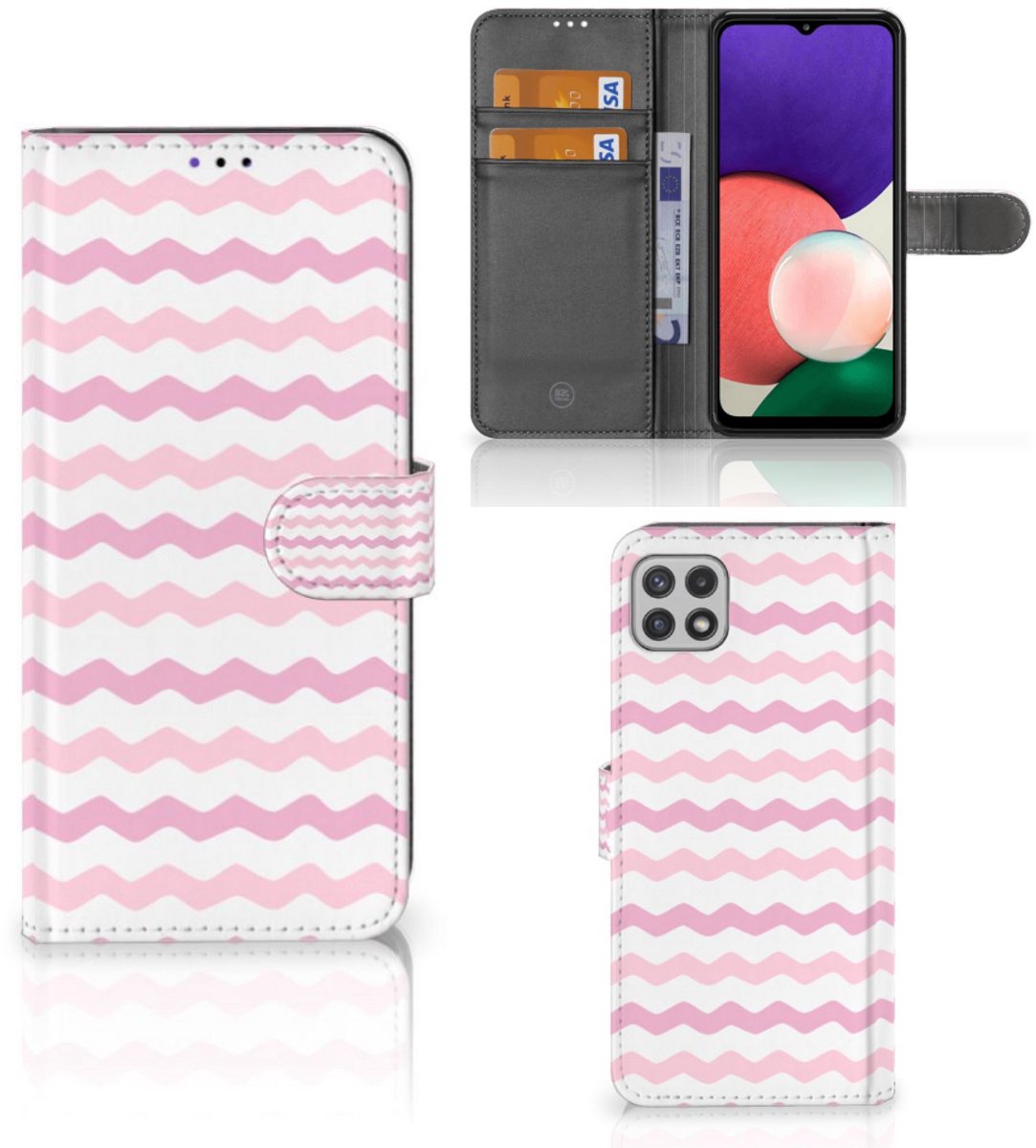 Samsung Galaxy A22 5G Telefoon Hoesje Waves Roze