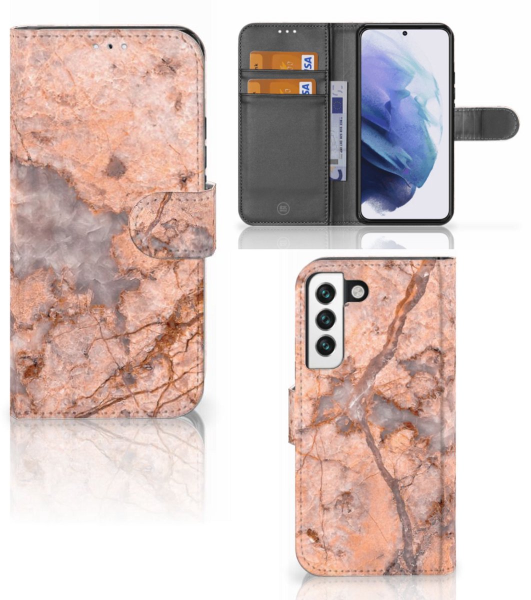 Samsung Galaxy S22 Bookcase Marmer Oranje