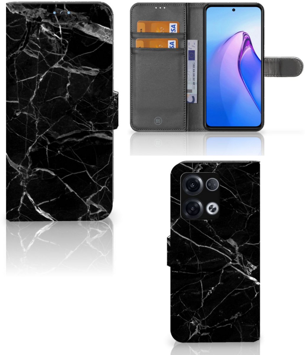 OPPO Reno8 Pro Bookcase Marmer Zwart - Origineel Cadeau Vader