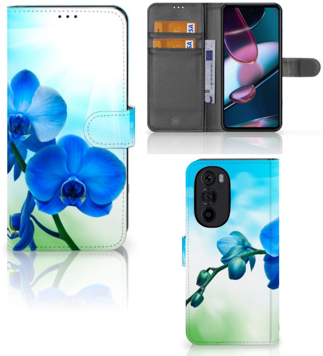 Motorola Edge 30 Pro Hoesje Orchidee Blauw - Cadeau voor je Moeder