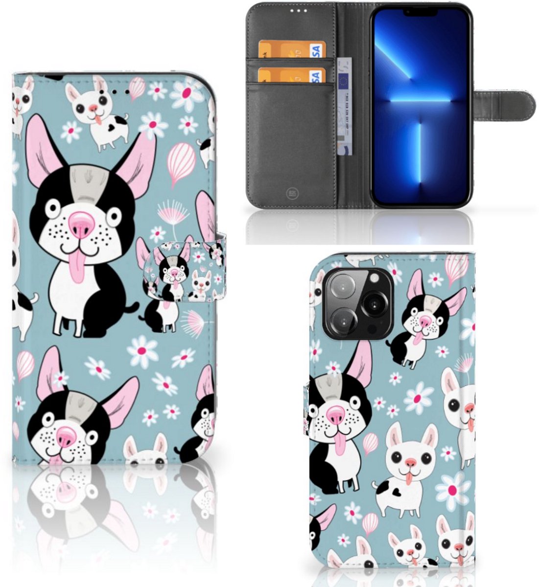 iPhone 13 Pro Max Telefoonhoesje met Pasjes Hondjes